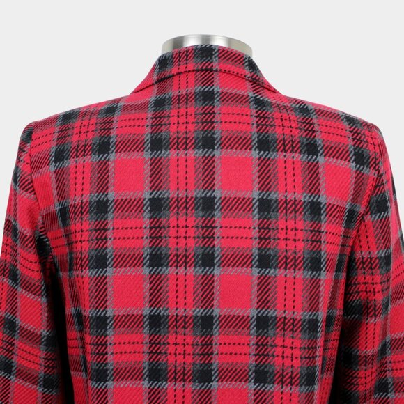 Vintage 80s Red Plaid Wool Blazer Jacket Size 8 - Picture 4 of 9